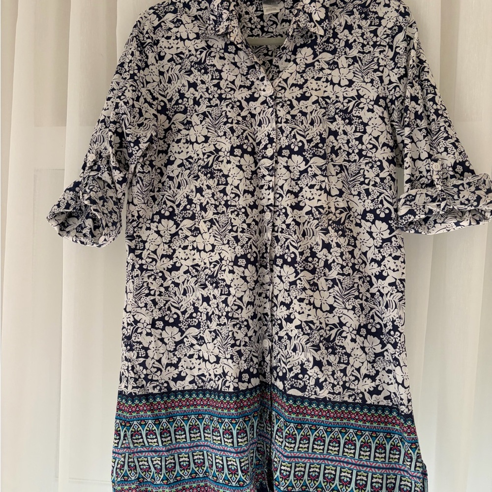 Tommy Bahama Navy and White Floral Shirt